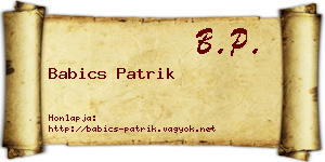 Babics Patrik névjegykártya