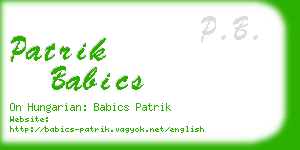 patrik babics business card
